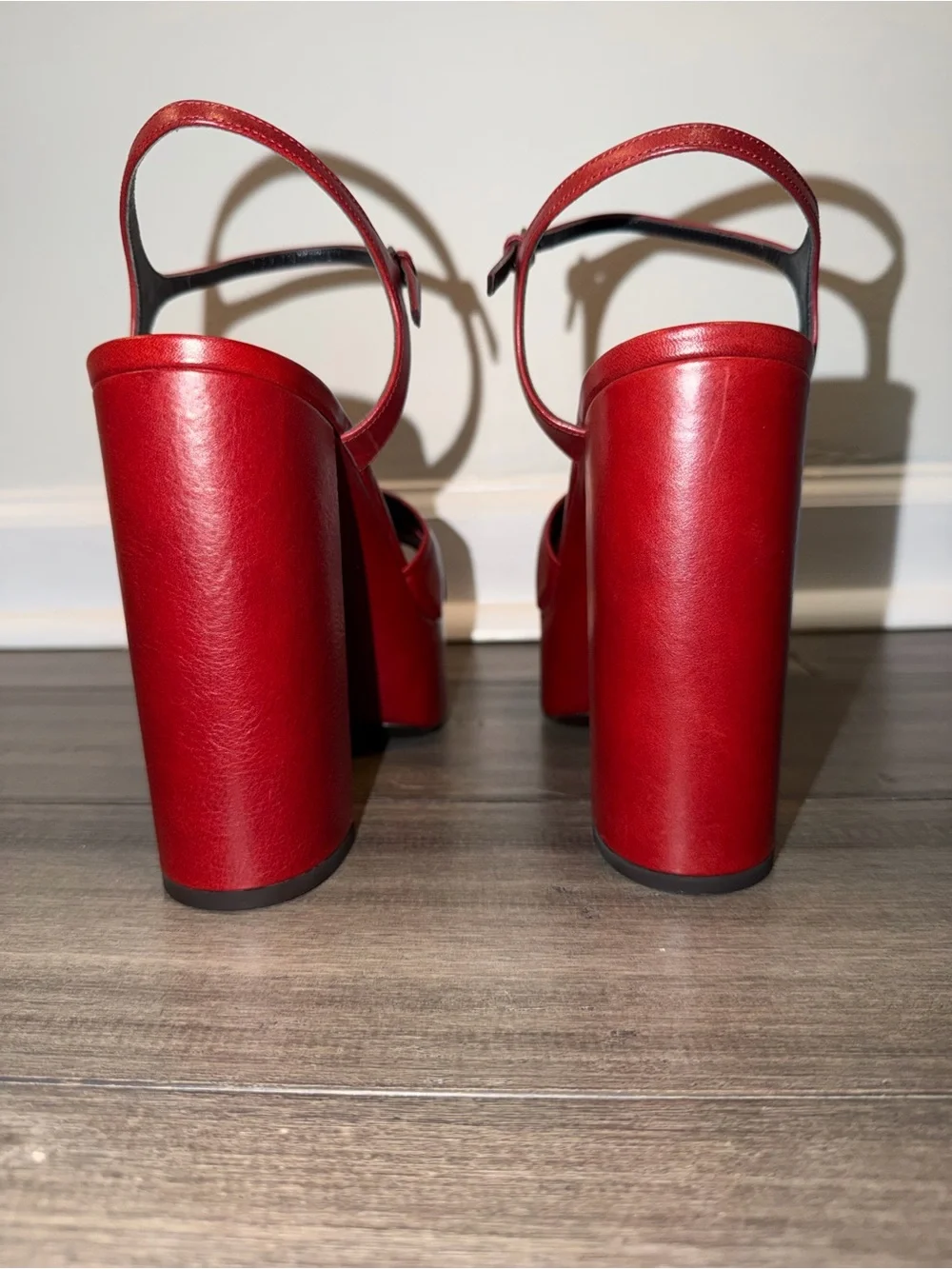 Saint Laurent Red Leather Bianca Knotted Platform Sandals - NWT
